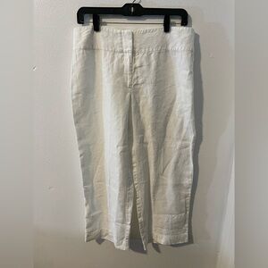 Eileen Fisher white linen pants wide waist band Sz 8